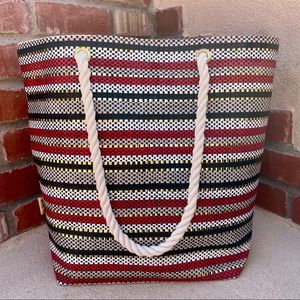 The Vera Woven Stripe Straw Tote Bag